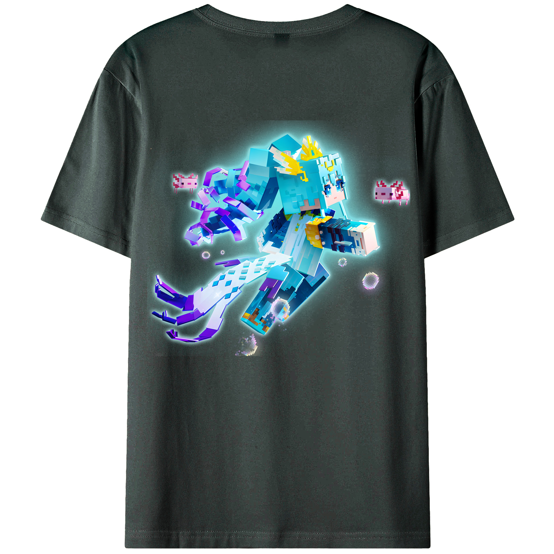 （画像用） マインクラフト ブロックの世界 Minecraft MC Block world 綿100％ メンズ半袖Tシャツ（バックプリント） 通気性